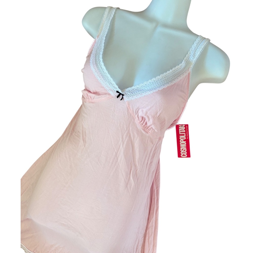 NWT Y2K 2000s style Cosmopolitan Pink Lace Trim Nightgown Sleep Dress